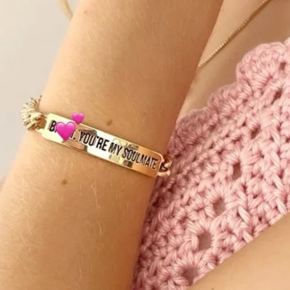 NEW Fraiser Sterling B*tch You’re My Soulmate Jewelry Gold chain BFF Bracelet